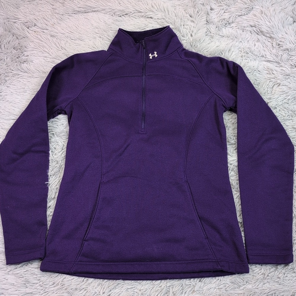 Under Armour Sweatshirt Womens S Purple Loose Athletic Pockets Half Zip Cozy‎
